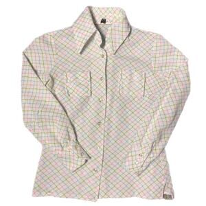 60s vintage James Kenrob by Dalton pastel plaid button up top (s)
